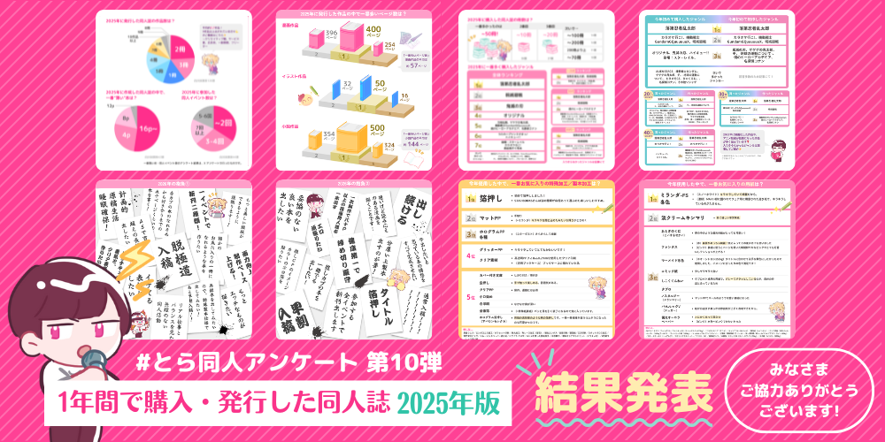 とら同人アンケート🐯「1年間で購入・発行した同人誌〜2025〜」結果発表🎉
